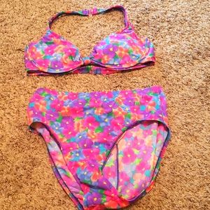 Never Worn Le Cove Floral Bikini Top and Bottoms